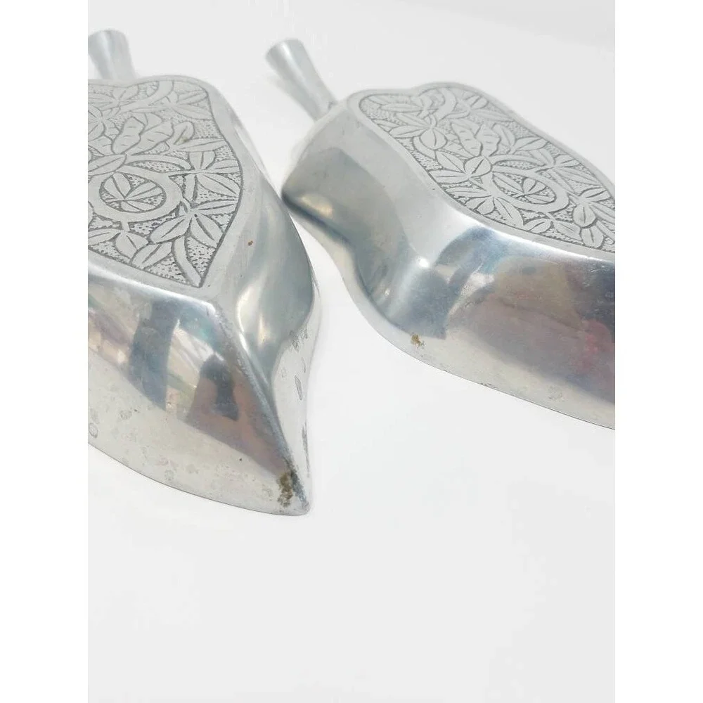 Vtg 1978 Aluminum Arthur Court leaf shaped dish bowl platter tray set‎ of 2 farm